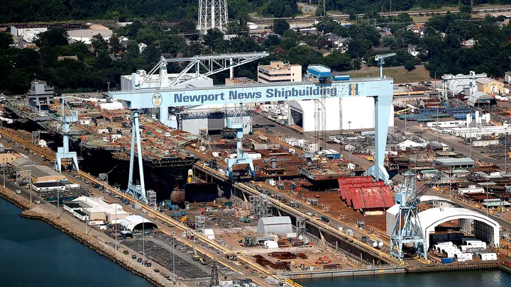 American shipyard workers building a large commercial vessel to strengthen US maritime industry