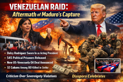 US forces capture Nicolás Maduro in Venezuela, leading to Delcy Rodríguez becoming acting president. International criticism rises as oil access and political stability dominate headlines.