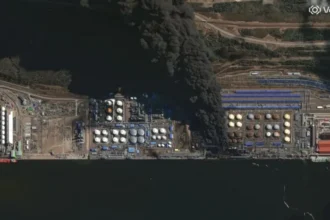 Huge fires at Russian oil facilities following