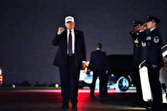 Leigh McGowan speaking during a CNN panel discussion about Donald Trump and AI policy