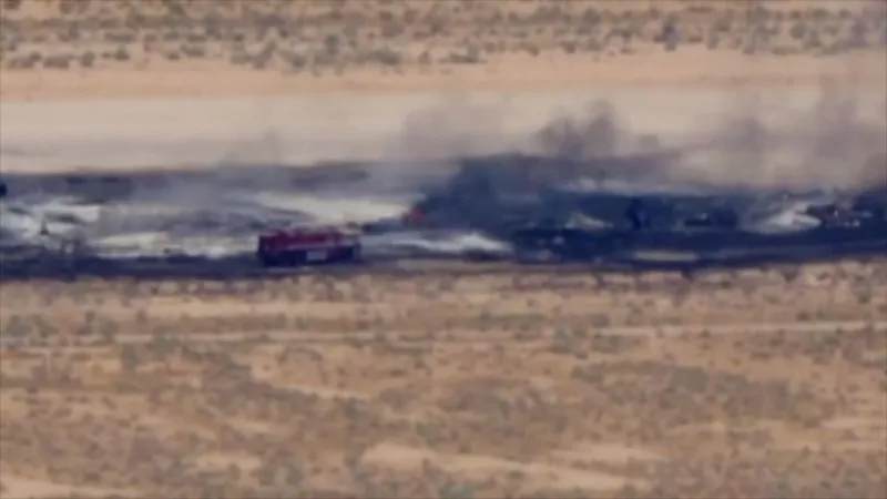 A US Air Force B52 bomber crashed after take off from Edwards Air Force Base in California, triggering fire, smoke, and an emergency response.