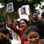 Thousands of CJP supporters gathered in Delhi to protest alleged exam paper leaks and demand the education minister's resignation.