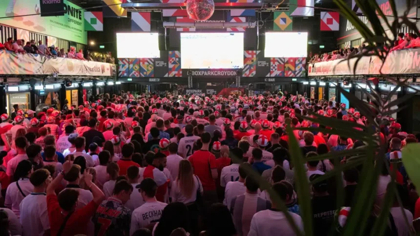 Police urge England fans to follow positive World Cup behaviour after more than 500 football related incidents and 100 arrests in the UK.