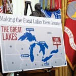 Donald Trump announces the Lake America name change at the White House