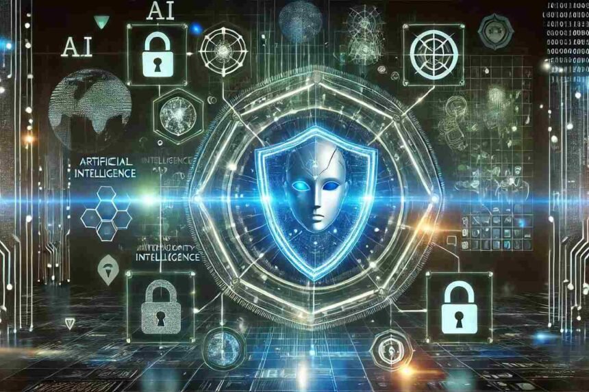 AI driven cybersecurity threats showing artificial intelligence, cyberattacks, and digital security systems