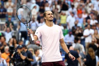 Elena Rybakina and Alexander Zverev celebrate their 2026 US Open singles titles