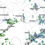 Heavy rain and thunderstorms over Houston, Texas