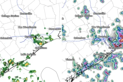 Heavy rain and thunderstorms over Houston, Texas