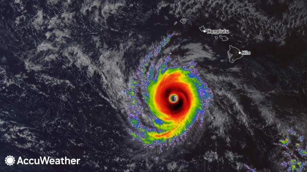 Category 4 Hurricane Nolo moving southwest of the Hawaiian Islands on Sept. 27, 2026.