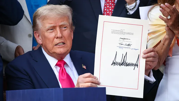 Donald Trump discussing the One Big Beautiful Bill at the White House