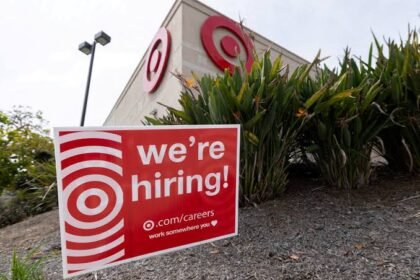 A job hiring sign in the United States as strong August employment data raises interest rate expectations.