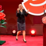 Magdalena Andersson speaks during the Sweden election night event in Stockholm.