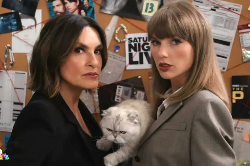 Taylor Swift and Mariska Hargitay appear together in an SVU themed sketch at the 2026 Emmy Awards