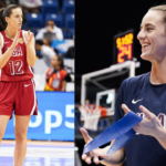 Caitlin Clark playing for Team USA during her Women’s Basketball World Cup debut against China