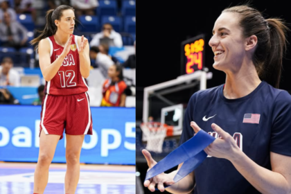 Caitlin Clark playing for Team USA during her Women’s Basketball World Cup debut against China
