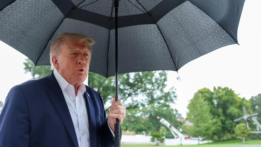 Donald Trump speaking about negotiations with Iran and the Strait of Hormuz