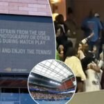 US Open photography warning sign outside Louis Armstrong Stadium