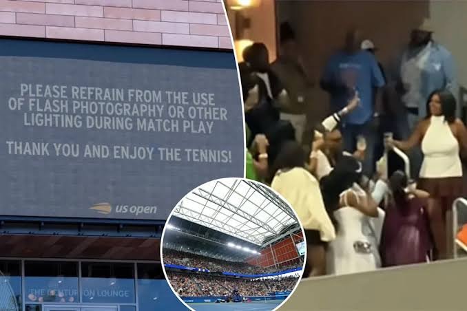 US Open photography warning sign outside Louis Armstrong Stadium
