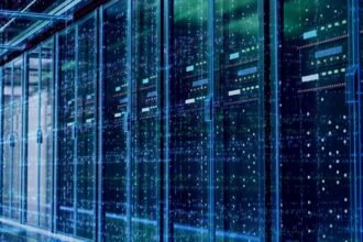 Water reservoir and large data center facility showing growing pressure on global water resources