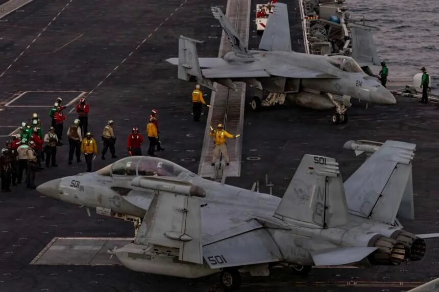 US aircraft carrier deployed in the Middle East during 2026.