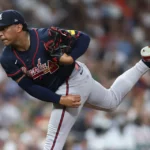 Atlanta Braves pitcher Didier Fuentes delivers a pitch during the 2026 MLB playoffs