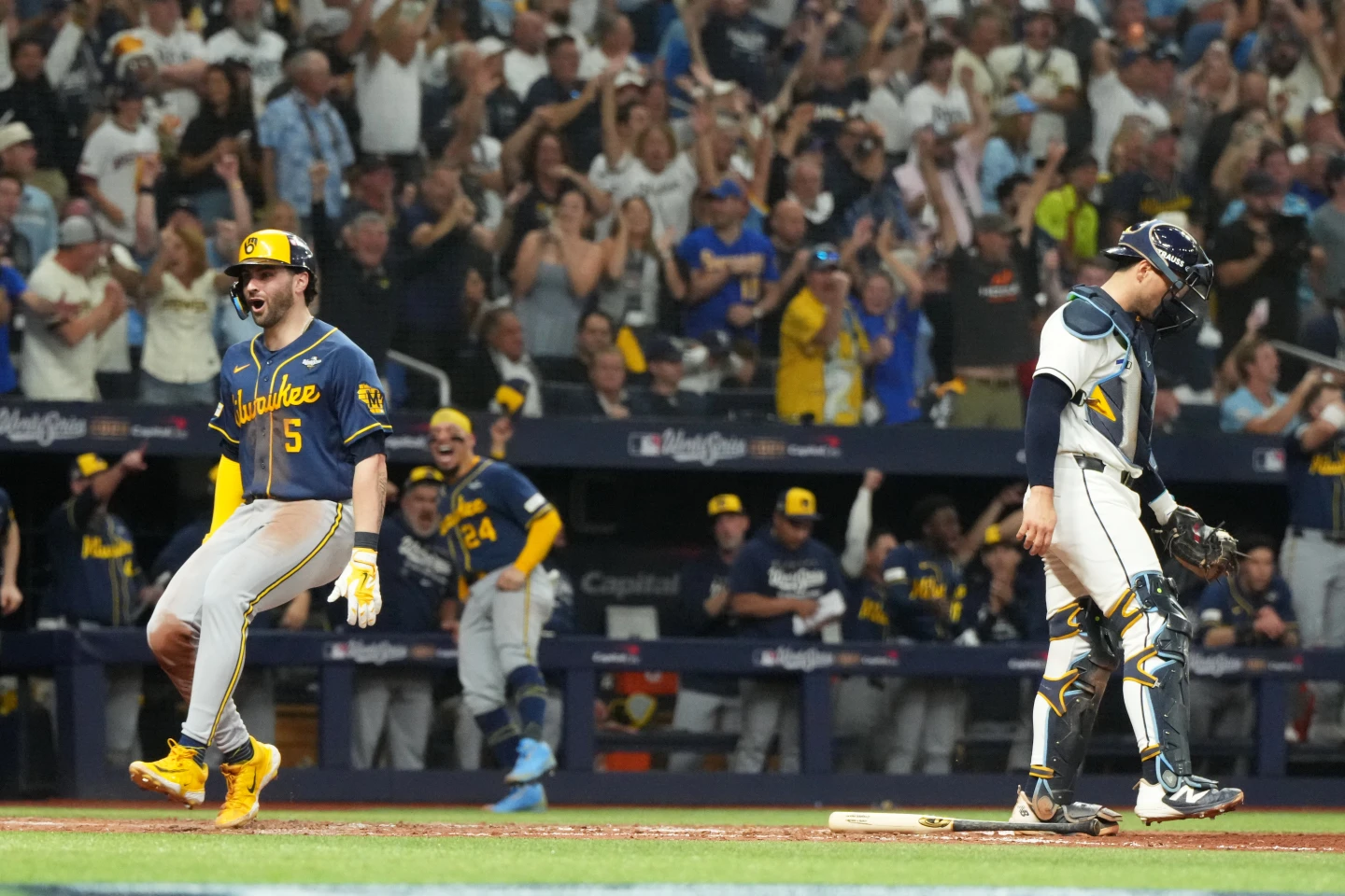 Brewers pitcher Robert Gasser delivers against the Tampa Bay Rays in World Series Game 3.