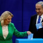 Benjamin Netanyahu at an Israeli election polling station.