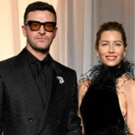 Jessica Biel and Justin Timberlake in coordinated black outfits at the Academy Museum Gala.