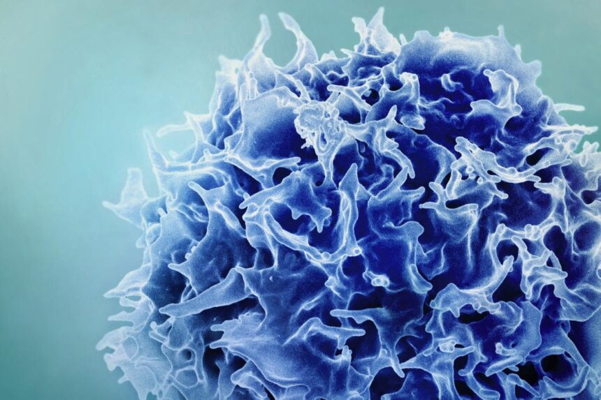 Medical illustration showing the thymus gland and its role in immune system development.