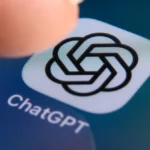 Illustration of a teenager using an AI chatbot with online safety symbols.