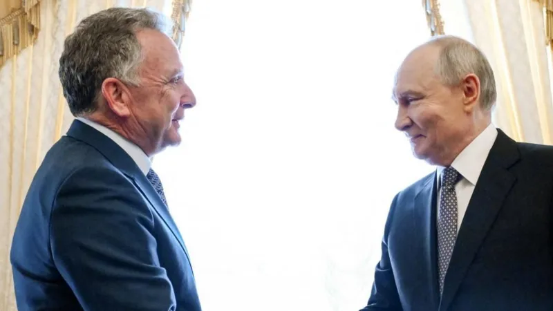 Steve Witkoff meets Vladimir Putin during talks in St Petersburg following Stephen Hubbard’s release.