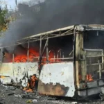 Ukrainian civilians seeking shelter during Russian air raids