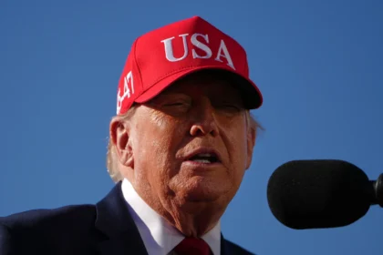 Donald Trump speaks about the Anduril investment at Sparrows Point in Maryland