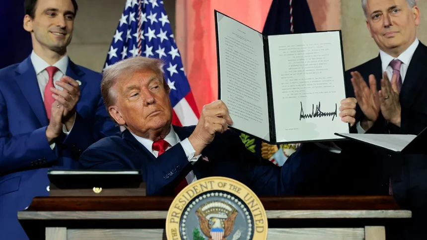 Donald Trump meets technology leaders at the White House during discussions about AI safety and self regulation