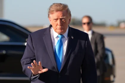 Donald Trump speaking as his political organization MAGA Inc. takes over funding for future advertisements