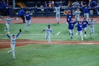 Los Angeles Dodgers and Atlanta Braves players representing two historic MLB dynasties