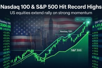 US stock market and corporate earnings data displayed on financial screens